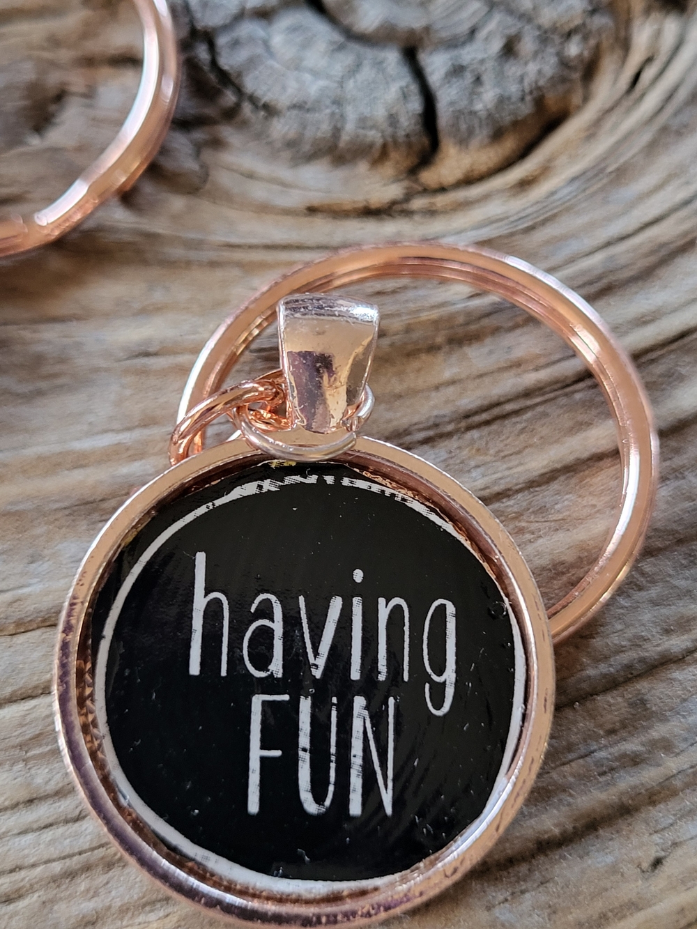 Having Fun Rose Gold Keychain